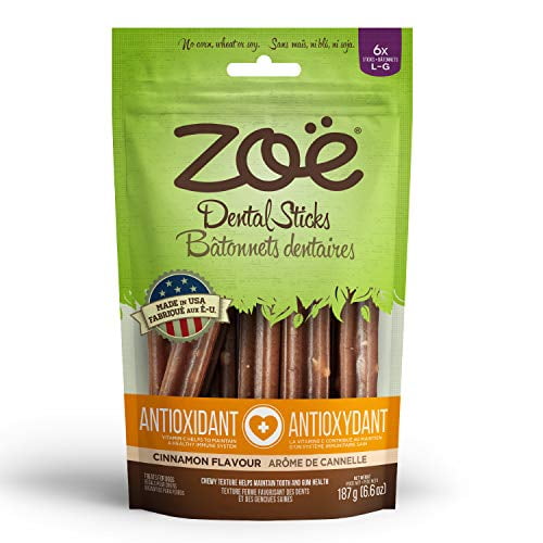 Zoe Bâtonnets Dentaires pour Chiens, Antioxydant, Gros, Saveur Cannelle, 6,6 oz