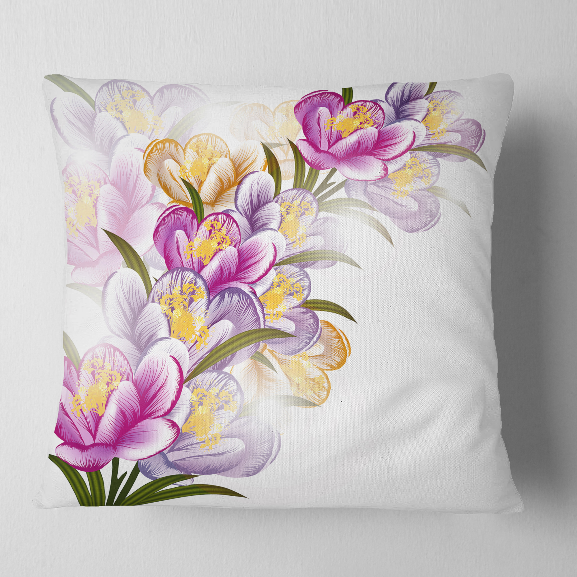 Designart Vector Purple Flowers - Floral Throw Pillow - 18x18