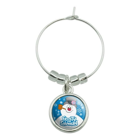 

Frosty the Snowman Snowing Wine Glass Charm Drink Marker