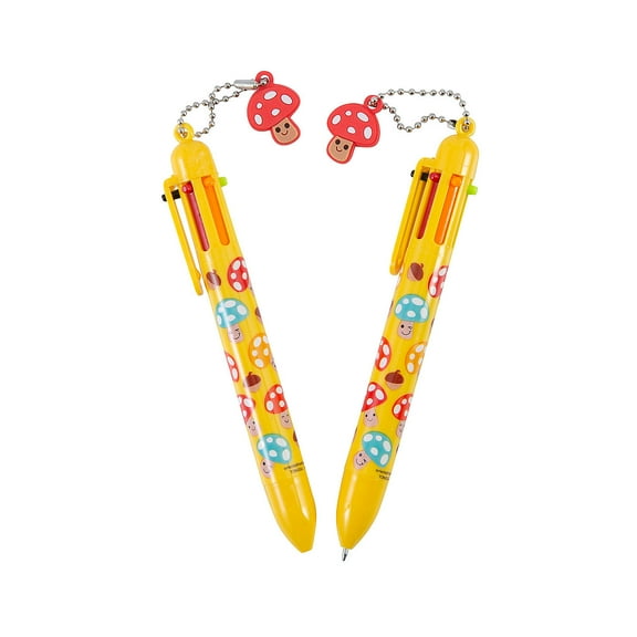 Fun Express 5 1/2" Happy Mushroom Plastic Shuttle Pens with Charm – 12 Pieces