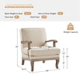 thumbnail image 4 of Tina's Home Farmhouse Accent Chair Set of 2, Upholstered Armchair with Solid Wood Legs, Removable Cushion Comfy Reading Chair for Living Room Bedroom, Linen, 4 of 9