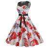 thumbnail image 1 of Wyzesi Robes Femmes Tendance Midi Col Rond Sans Manches Imprimé de Noël Rétro Jupe Longue Robe Pyjama de Noël Costume, 1 of 7