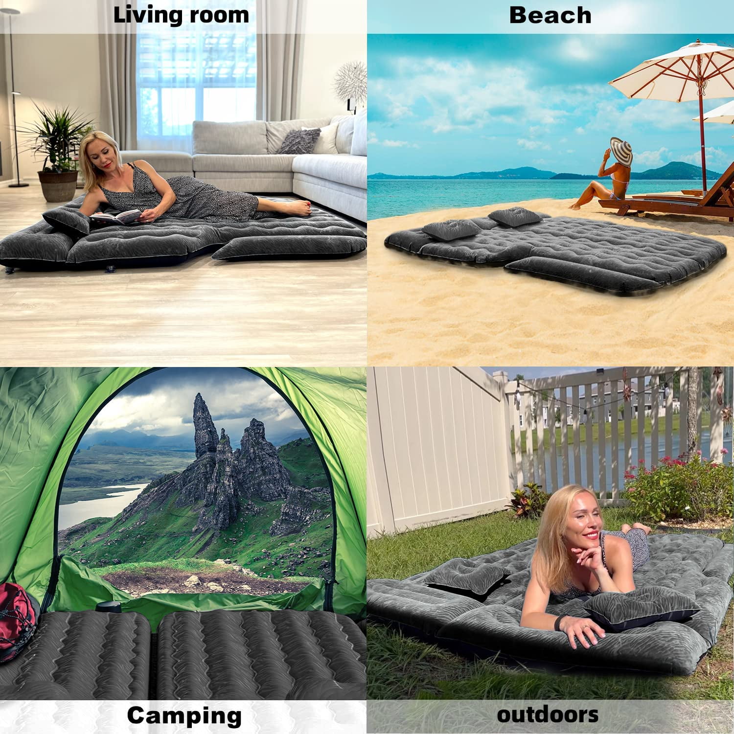 Umbrauto SUV Air Mattress Inflatable Car Air Beds Sleeping Pad Camping Trunk Bed with Electric Air Pump, Black