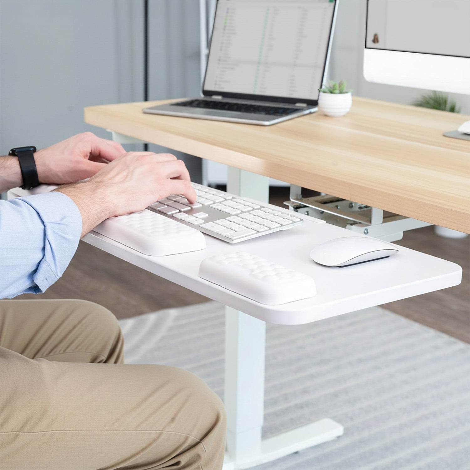 VIVO White Premium Under Desk 27" Computer Keyboard and Mouse Tray