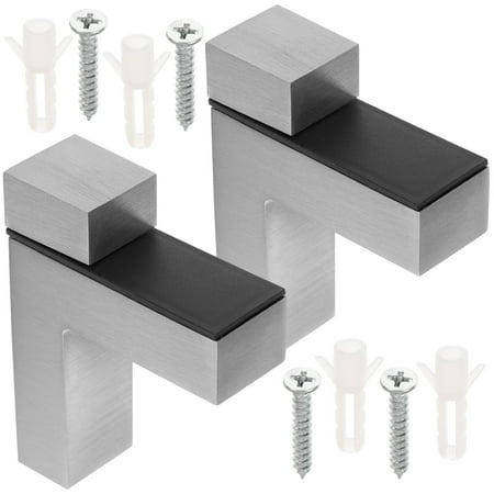 

2 Pcs Adjustable Glass Clip Clamps Shelf Bracket Support Metal Shelves No Punching