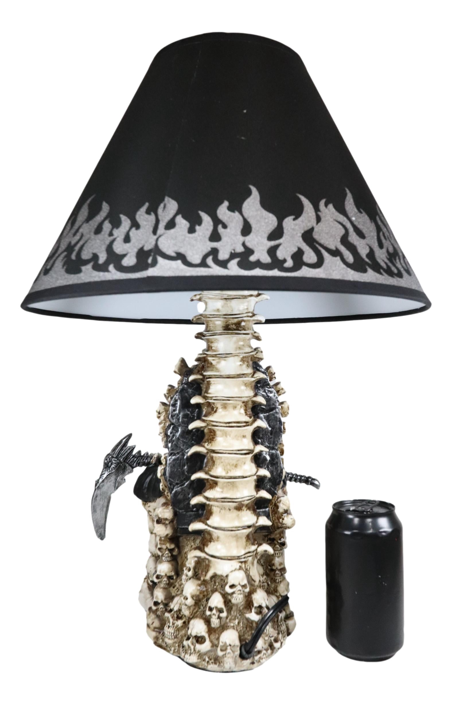 Ebros Grim Reaper Seated On Skeleton Justice Throne With Scythe Table Lamp Shade
