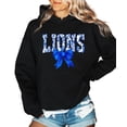 thumbnail image 5 of Lions Blue Floral Coquette Bow Hoodie for Women & Teens Trendy School Spirit Game Day Sweatshirt Black Hoodie Medium, 5 of 8