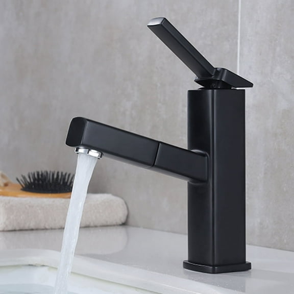 KAIYING Bathroom Sink Faucet with Waterfall Pull-Down Mixer Tap, Single Handle, Rotating Spout, Hot & Cold