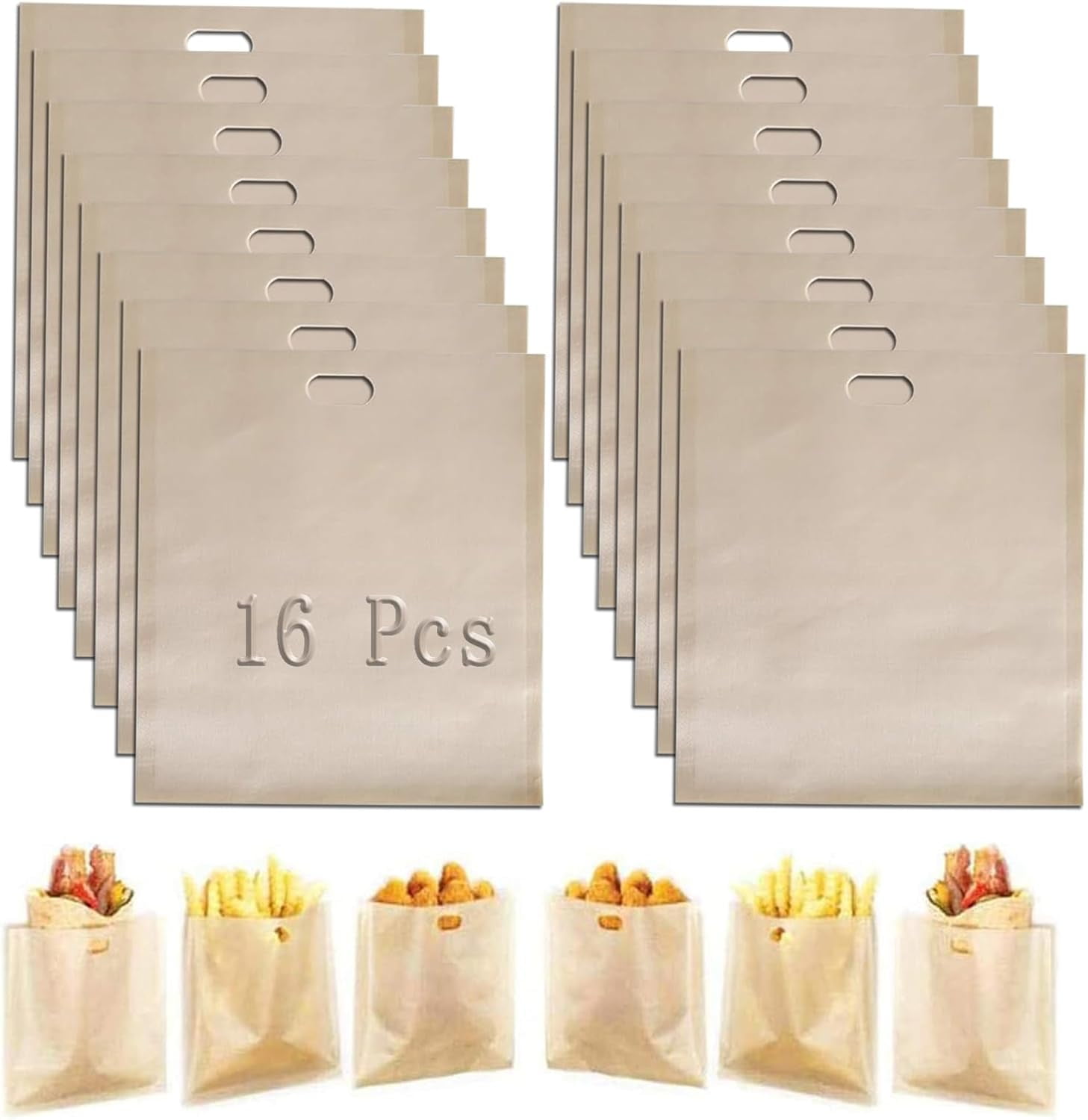 6 Pack Reusable Toaster Bags - 6.7x7.5 Inch, Heat Resistant, For Grilled Cheese, Pizza & More - View #2