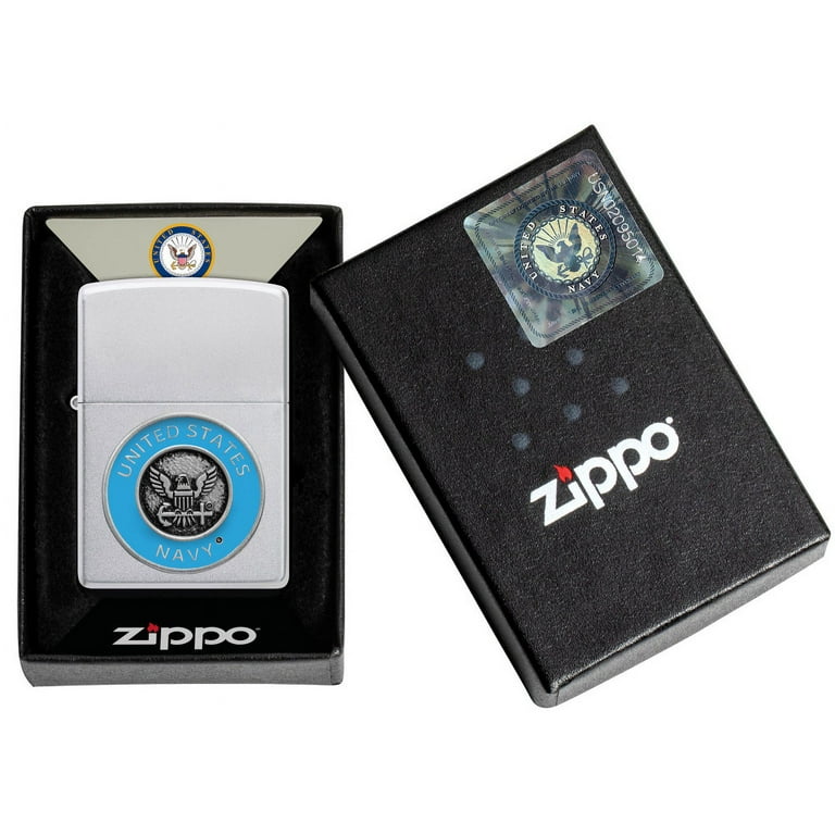 Zippo United States Navy® Emblem Satin Chrome Pocket Lighter