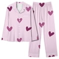 thumbnail image 1 of Pisexur Womens Pajama Sets High Quality Healthy Fabric Pj Set Cute Heart Print Long Sleeve Button Down Shirt With Long Pants & Valentine Day Casual Printed Womens Pajamas, 1 of 3