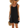 thumbnail image 2 of Vestidos para mujer Vestido de verano sin mangas con tirantes finos Vestido camisero liso plisado, 2 of 5