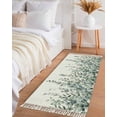 thumbnail image 3 of Green Eucalyptus Leaves Entryway Runner Rug 2x4ft,Summer Botanical Watercolor Washable Woven Living Room Hallway Bedroom Kitchen Carpet with Tassels,Indoor Outdoor Throw Door Mat for Entryway, 3 of 5