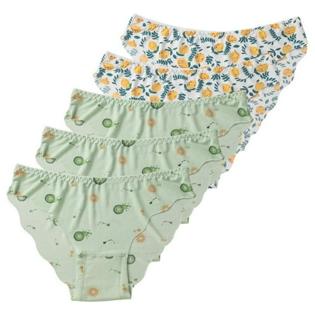 

Women s Low Rise Invisible Ice Silk Briefs Sweet Print Thin High Elastic Soft Breathable Daily Casual Quick-dry Stretch Sleep Underpants(5-Packs)