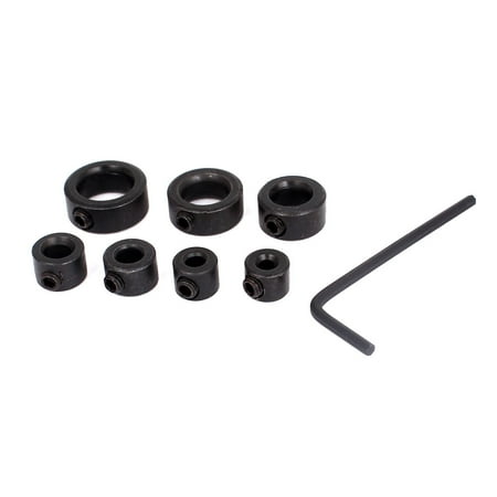 3-12mm Inner Dia 8mm Thickness Drill Bit Stop Collars Set Black 7 in 1