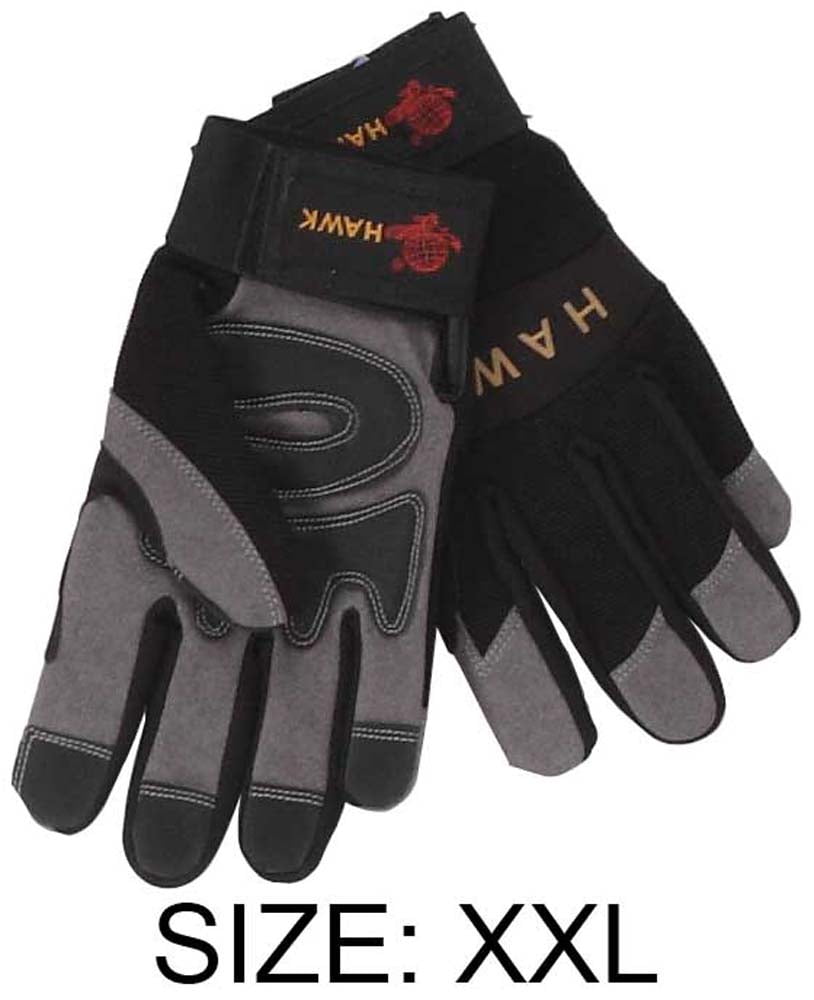 Men's Synthetic Gray Suede & Black Spandex Mechanic's Gloves, XXL