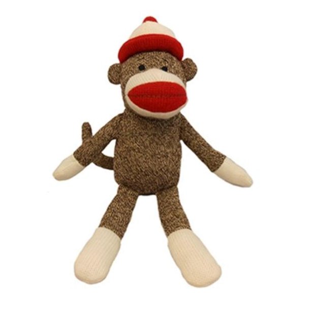 Parker Sock Monkey Tan, Single 14 sock monkey shaped dog toy By Lulubelles