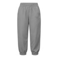 thumbnail image 4 of JIAYUE Women Capri Pants Solid Color Elastic Waist Side Pockets Baggy Casual Trousers for Outdoor Walking Daily Wear, 4 of 4
