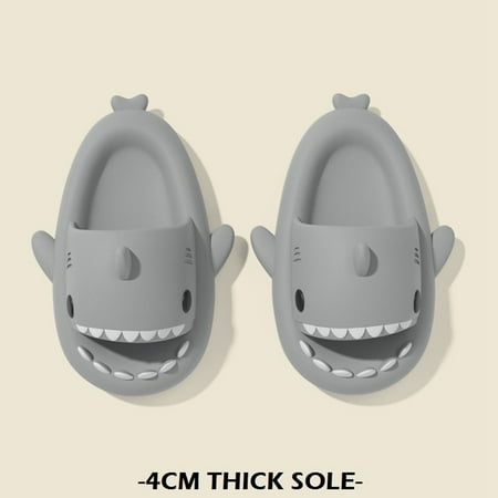 

QWZNDZGR 4cm Soft Women Man Shark Slippers Summer Beach Flip Flops Non-Slip Cute Couple Outdoor Cool Indoor Household Funny Shark Slides