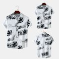thumbnail image 5 of safuny Men's Loose Comfy Shirts Clearance Fashion Summer Short Sleeve Shirts Holiday Lapel Pullover Button Leisure Polka Dot Print Tees Clothing White, 5 of 9