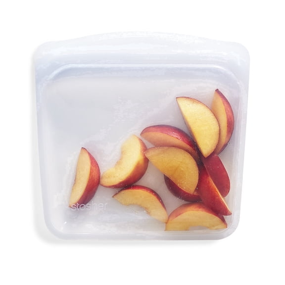 Stasher Premium Food-Grade Silicone Reusable Food Storage Container, Holds 28 oz, Leak Free Pinch Loc Seal, Clear, 1 Sandwich Bag