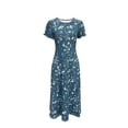 thumbnail image 2 of Robe à Imprimé Floral en Fleurs - Col Rond Confortable, Manches Courtes Élégantes, 2 of 11