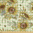 thumbnail image 2 of Ambesonne Floral Fabric by the Yard Upholstery, Summer Bloom Floral Pattern, 2 Yards, Chocolate Mustard and Cream, 2 of 5