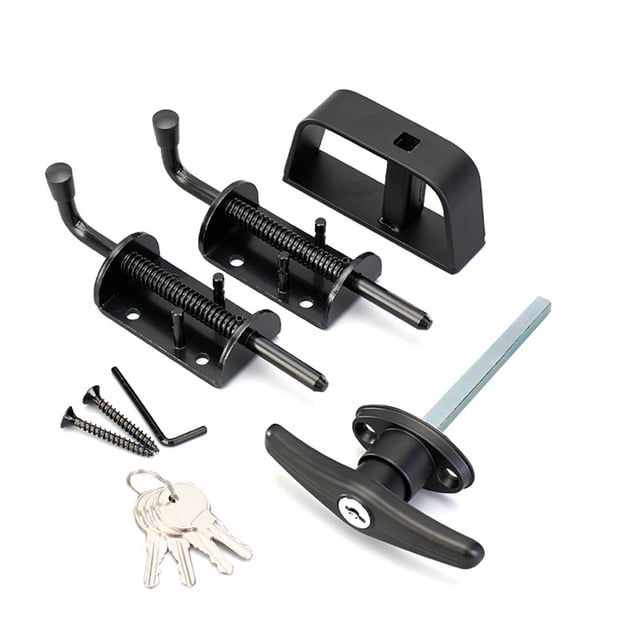 Langgg Shed Door Latch T-Handle Lock 4 Keys And Spring Loaded Barrels Bolts Latch Pin Shed Door Short