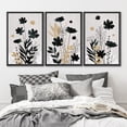 thumbnail image 2 of IDEA4WALL Framed Canvas Print Wall Art Set of 3 Black and Gold Midnight Floral Landscape Vintage Art Elegant Botanical Wall Decor Pastel Nature Scenery Prints Minimal Artwork - Black 24"x36"x3, 2 of 5