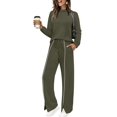 thumbnail image 1 of Conjuntos de Salón para Mujer, Conjuntos de 2 Piezas para Otoño, Pantalones Anchos, Conjuntos A Juego, Ropa de Mujer Verde M, 1 of 8