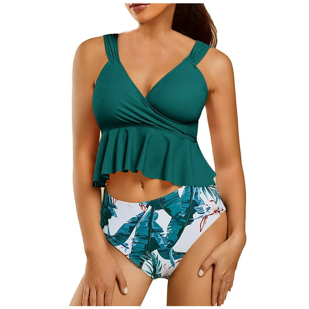 Bikini sin espalda con estampado de bloques de colores cómodo para mujer, traje de baño de una pieza, conjunto de ropa de playa OAVQHLG3B Store lin121212