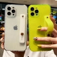 thumbnail image 4 of Case for 6.7" iPhone 15 Pro Max with Wrist Strap Kickstand, Shockproof Translucent PC Back Cover + Soft TPU Bumper with Adjustable Hand Grip Loop for iPhone 15 Pro Max 6.7 Inch, Neon Blue, 4 of 9