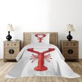 thumbnail image 3 of Ambesonne Sea Animals Quilted Coverlet 2 Pcs, Seafood Lobster Heart, Twin Size, Red, 3 of 4