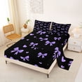 thumbnail image 2 of Erosebridal Bow Love Heart Queen Sheet Sets for Girls, Purple Princes Style Bed Set, 4 Pieces, 2 of 6