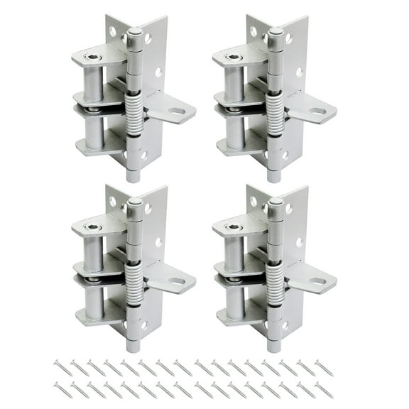 4 Pack 4 Inch Silver Self-Closing Door Hinges Black, 4 Inch Spring Door Hinge, Interior Door Hinges, Residential Heavy-Duty Door Hardware