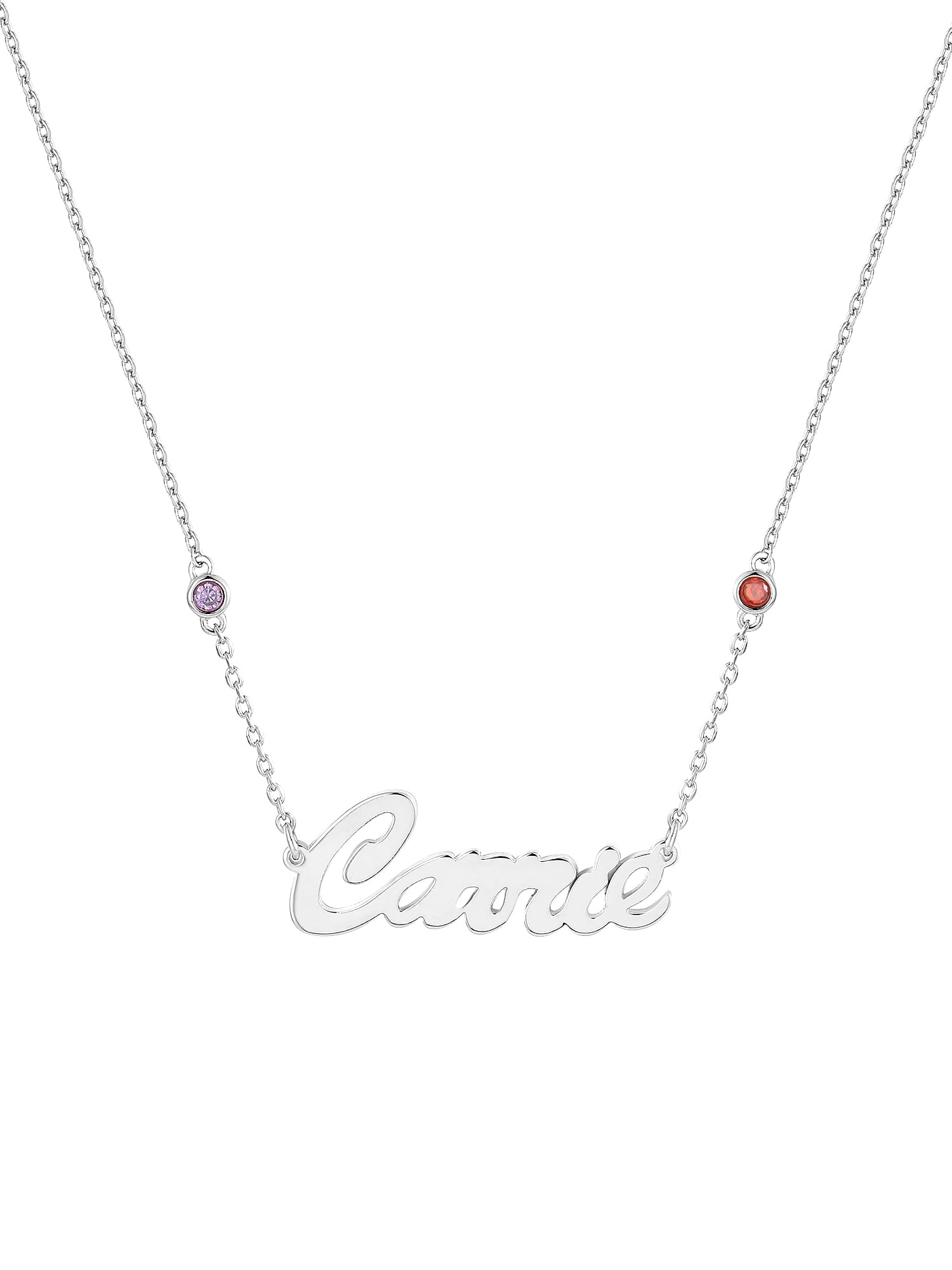 Personalized Planet Hollywood Script Name and Birthstone Necklace ,Women's