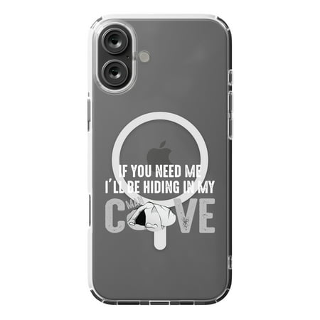 DistinctInk MagSafe Clear Case for Apple iPhone 16 Plus (6.7 Screen) – If You Need Me I ll Be Hiding in My Man Cave – Shockproof Protection