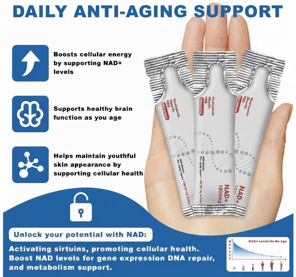 DEZEN NAD+ Liquid Drink Mix – Liposomal Nicotinamide Riboside Energy & Healthy Aging Supplement- 30 Serving Each