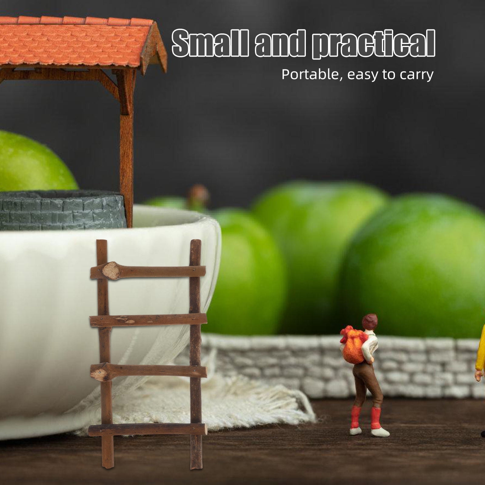 BEADCEST 2Pcs Rattan Ladder for Home Decor in Rustic Charm Style with Mini Ladder Prop Function