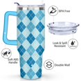 thumbnail image 3 of 40oz Abstract Geometric Plaid Design Stainless Steel Flip Straw Tumbler Spill Proof Travel Cup Double Wall Vacuum Insulated Coffee Mug with Top Handle, 3 of 6