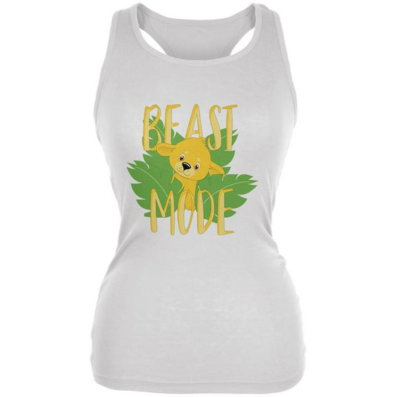 Beast Mode Cute Lion Cub Juniors Soft Tank Top White LG