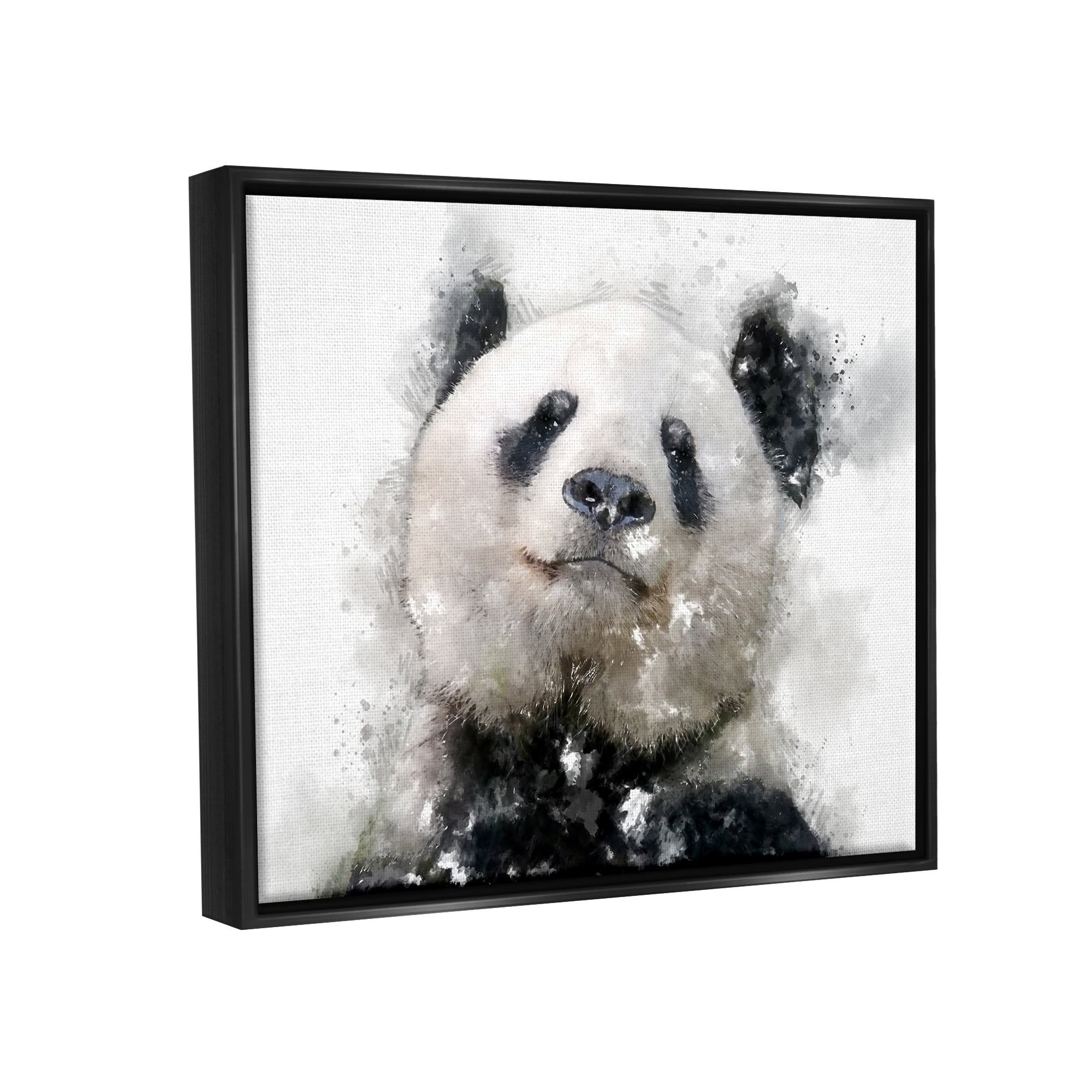 Stupell Happy Panda Bear Face Animals & Insects Painting Black Floater Framed Art Print Wall Art