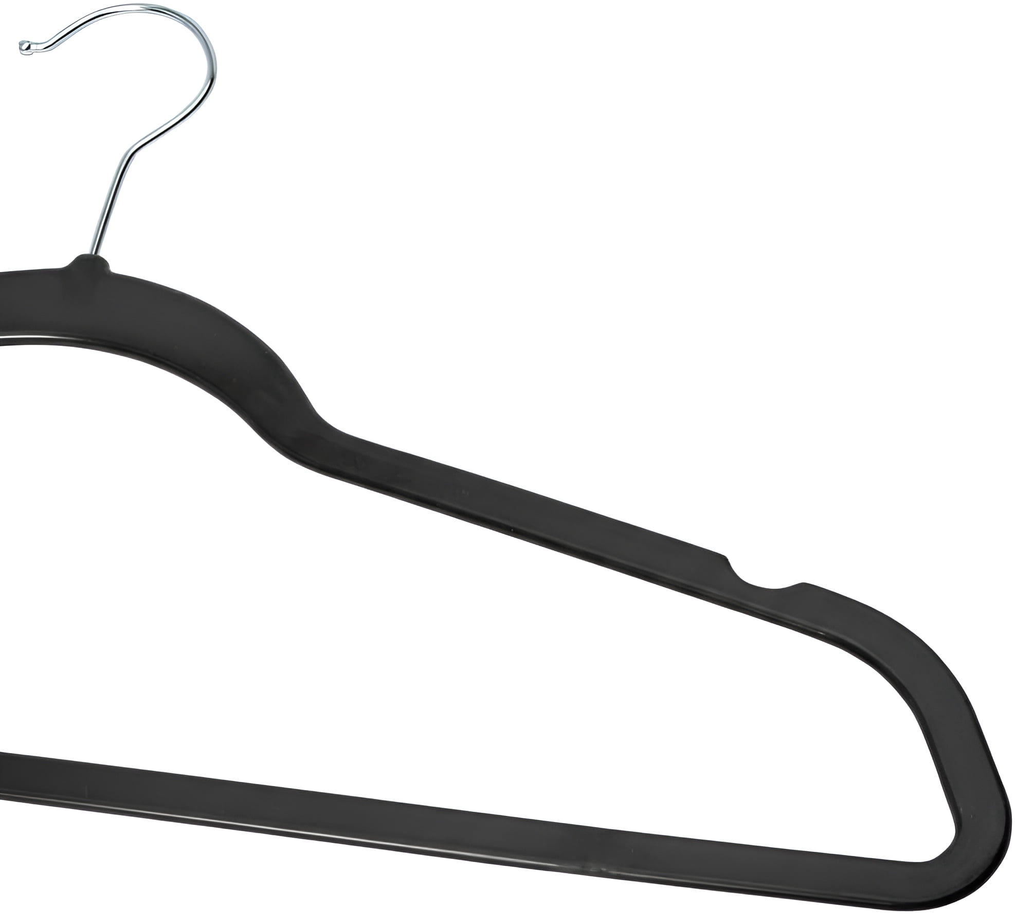 Concepts 20-Pack Notched Hangers – Heavy-Duty Black Plastic Clothes Hangers with Silver Hooks, Durable & Space-Saving Closet Storage Solution