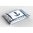 thumbnail image 2 of Anchor Pillow Sham, Grunge Murky Boat Marine Silhouette Polka and Stripe Retro Navy Theme Art, Decorative Standard Size Printed Pillowcase, 26" X 20", White Blue, by Ambesonne, 2 of 2
