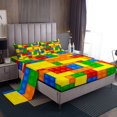 thumbnail image 1 of Erosebridal Building Blocks Bed Sheets Set Twin Size, Cartoon Brick Bed Sheets Twin, Square Geometry Decor 3pcs, 1 of 7