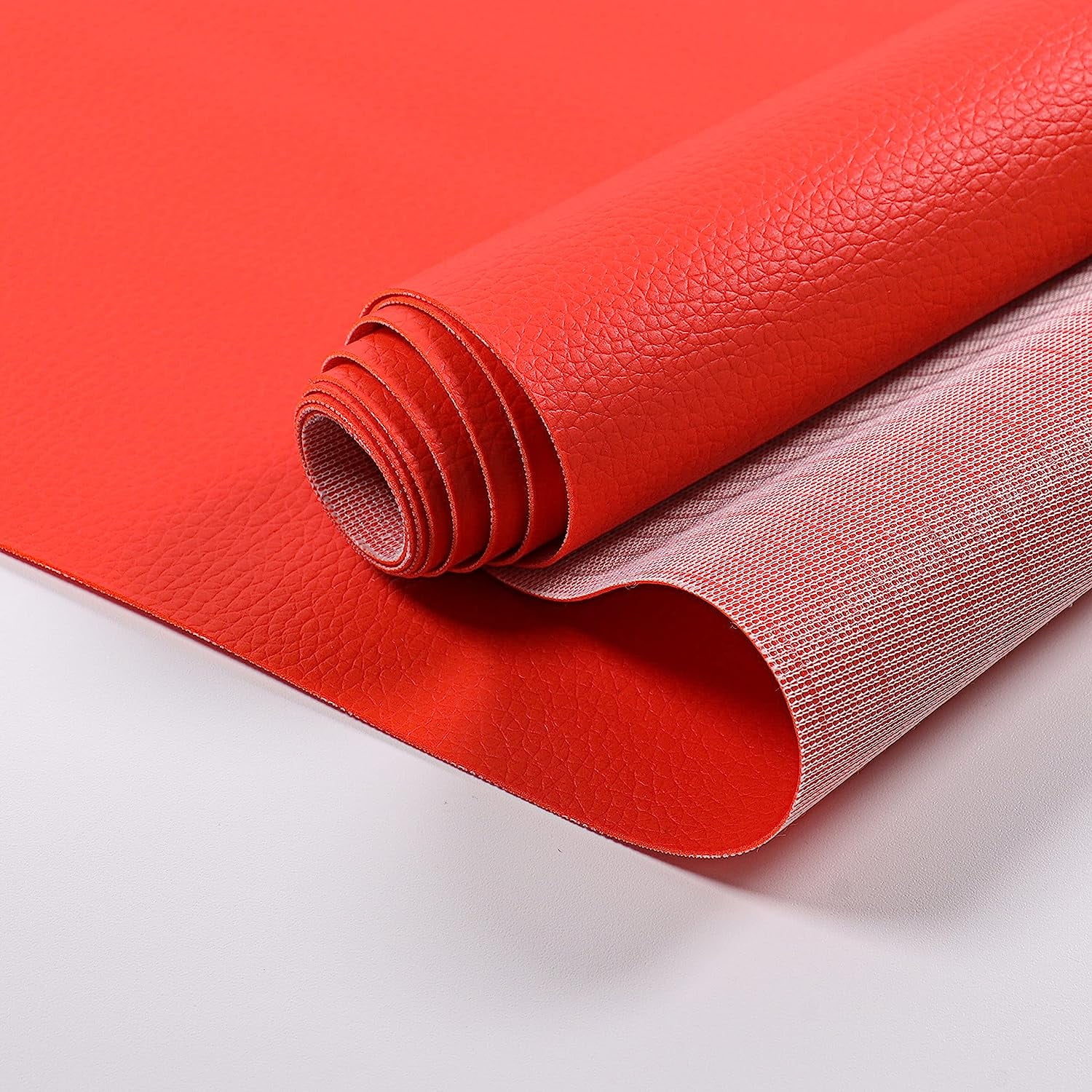 Vinyl Marine Synthetic Leather Fabric - 55"W Waterproof Vinyl Material 0.6mm Thick Soft Upholstery Leather Sheets for Car Headliner Furniture Sofa Boat Replacement Renovate - Red