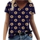 thumbnail image 1 of Camiseta informal para mujer con estampado floral y cuello en V, manga corta, jersey, blusa, tops Fridja  zx4038, 1 of 5