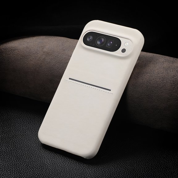 for Google Pixel 9 Pro XL PU Leather Back Case, Retro Skin Friendly Classic Card Slot Ultra Slim Shockproof Business Phone Cover for Men Women for Google Pixel 9 Pro XL, White