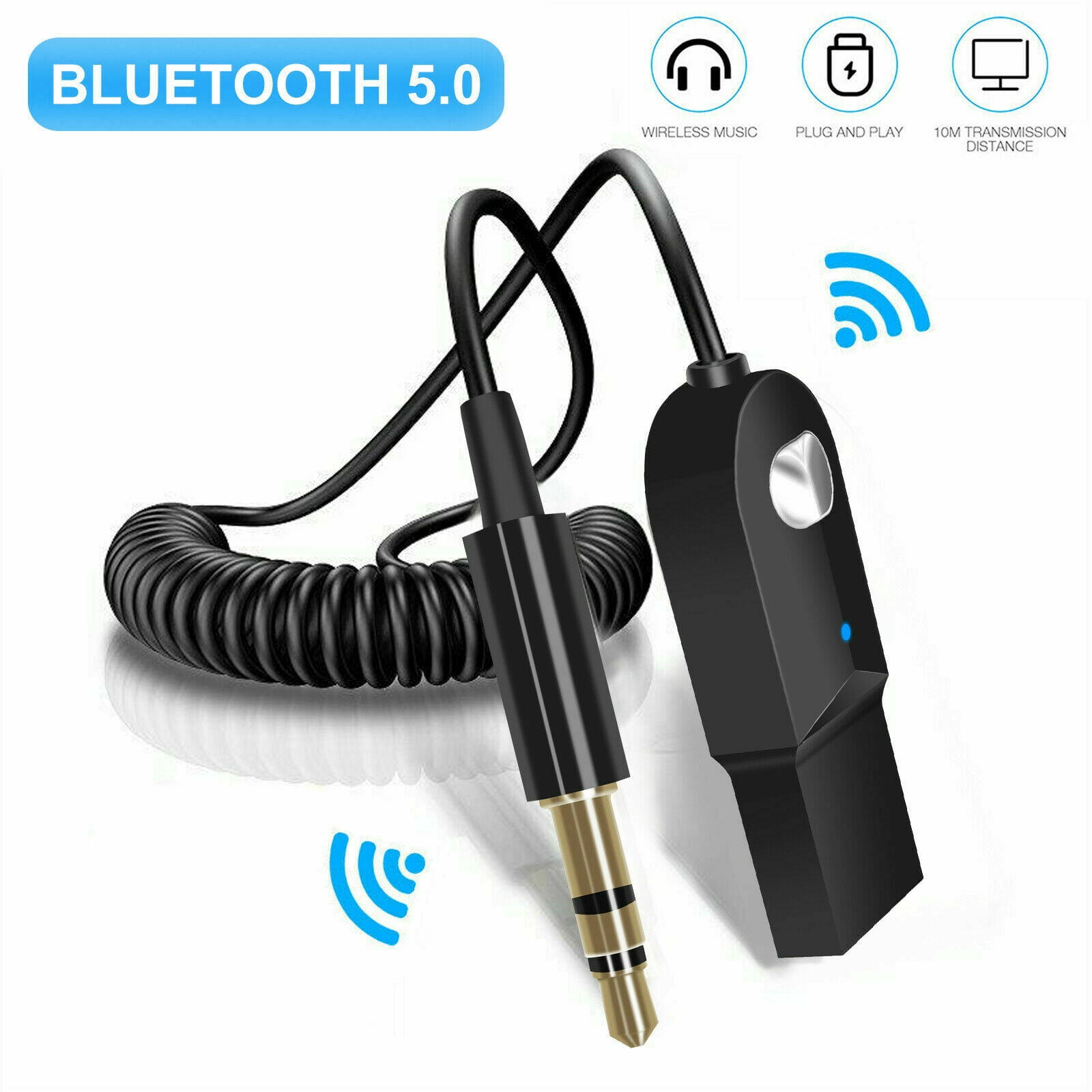 APP Control with Remote Control 3.5mm RCA Wireless Audio Adapter U Disk/TF Play Audio Cable Built‑in Fast Charging US Plug Bluetooth 5.0 Transmitter Receiver,Desong 2 in 1 Bluetooth Adapter 