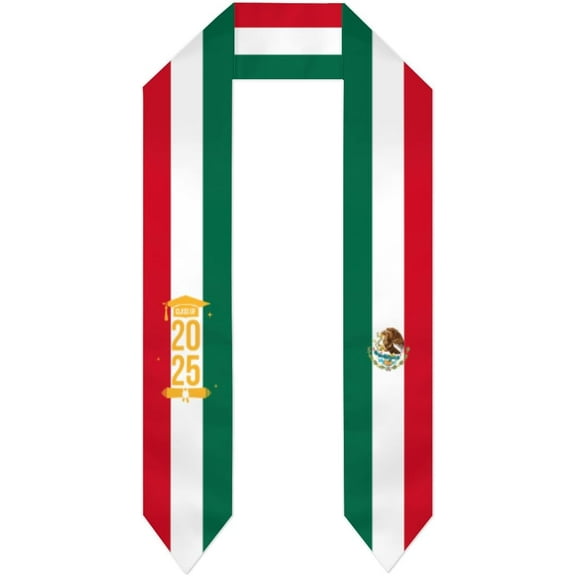 Class of 2025 Mexico Flag Graduation Stoles Shawls Sash International Study Graduate Scarves